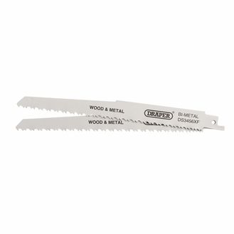 Draper 43065 Bi-metal Reciprocating Saw Blades for Multi-Purpose Cutting, 200mm, 6-12tpi (Pack of 2)