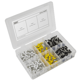 Sealey AB195NP Numberplate Screw Assortment 195pc 4.8mm x 18mm Plastic Enclosed Head