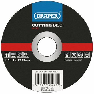 Draper 94770 Metal Cutting Disc, 115 x 1 x 22.23mm