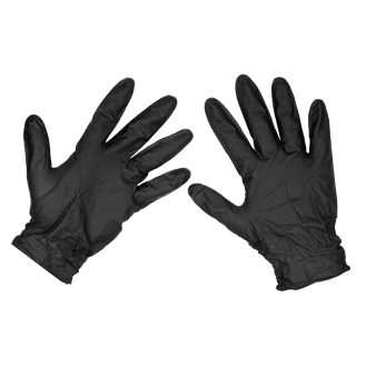Sealey Black Diamond Grip Extra-Thick Nitrile Powder-Free Gloves - Pack of 50