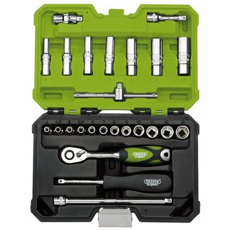 Draper 04463 Draper Expert Metric Socket Set, 1/4" Sq. Dr., Green (25 Piece)