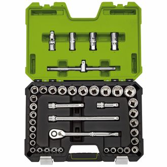 Draper 04465 Expert MM/AF Combined Socket Set, 1/2" Sq. Dr., Green (41 Piece)