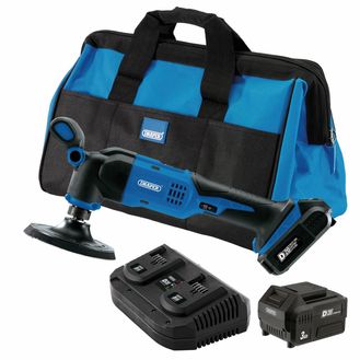 Draper 99735 D20 20V Dual Action Polisher Kit, 125mm, 2 x 3.0Ah Batteries, 1 x Fast Charger