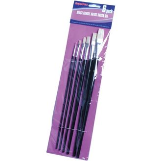 SupaDec BAB6 Black Handle Artist Brush Set