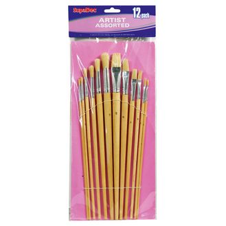SupaDec CAB12 Wooden Handle Artist Brush Set
