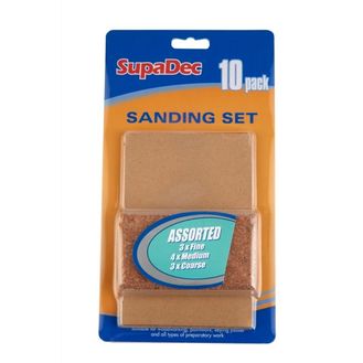 SupaDec SB10 Sanding Block &amp; 10 Sanding Sheets