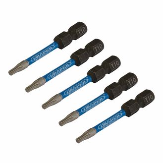 Draper 05649 Draper Expert Tx-Star Impact Screwdriver Bits, T10 X 50Mm, 1/4" Hex (Pack Of 5)
