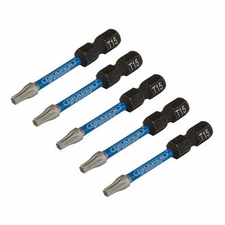 Draper 05651 Draper Expert Tx-Star Impact Screwdriver Bits, T15 X 50Mm, 1/4" Hex (Pack Of 5)