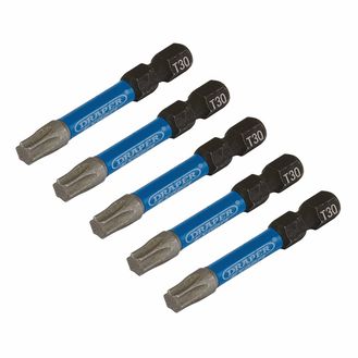 Draper 05656 Draper Expert Tx-Star Impact Screwdriver Bits, T30 X 50Mm, 1/4" Hex (Pack Of 5)