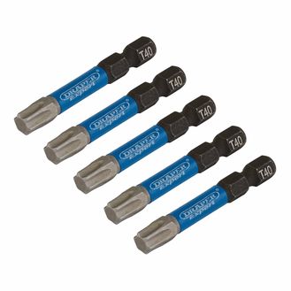 Draper 05672 Draper Expert Tx-Star Impact Screwdriver Bits, T40 X 50Mm, 1/4" Hex (Pack Of 5)
