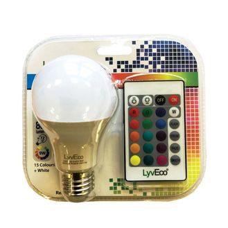 Lyveco Remote Controlled Colour Changing GLS Lamp