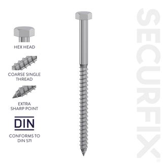 T11302C Coach Screws DIN571 M8 x 130mm