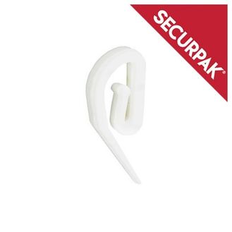 Securpak SP10156 White Plastic Curtain Hook