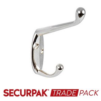 Securpak Trade Pack T10066 Hat &amp; Coat Hook Cp 105mm