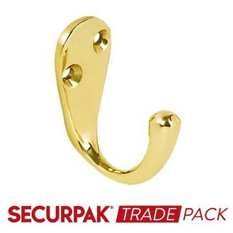 Securpak Trade Pack T10068 Coat Hook Brass Plated 50mm