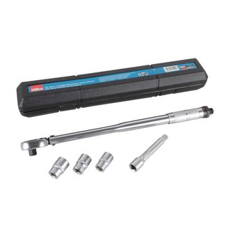 Hilka 1/2” Drive 28-210Nm Micrometer Torque Wrench with Three Sockets and Extension