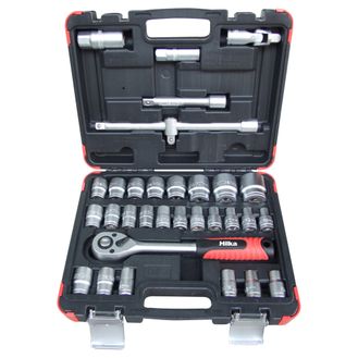 Hilka 32 pce 1/2" Drive Socket Set Metric