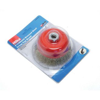 Hilka 4" M14 Brassed Steel Crimp Cup Brush