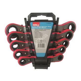 Hilka 5 pce Ratchet Ring Spanner Set Metric