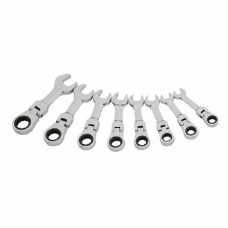 Draper 27982 Draper HI-TORQ&amp;#174; Metric Stubby Flexible Head Ratchet Combination Spanner Set (8 Piece)