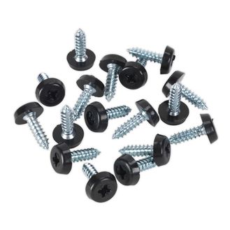 Sealey PTNP3 Number Plate Screw Plastic Enclosed Head 4.8 x 18mm Black Pack of 50