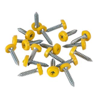 Sealey PTNP6 Number Plate Screw Plastic Enclosed Head 4.8 x 24mm Yellow Pack of 50