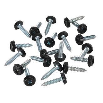 Sealey PTNP7 Number Plate Screw Plastic Enclosed Head 4.8 x 24mm Black Pack of 50