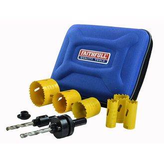 Faithfull Universal Varipitch Holesaw Plumber's Kit, 9 Piece 19-57mm
