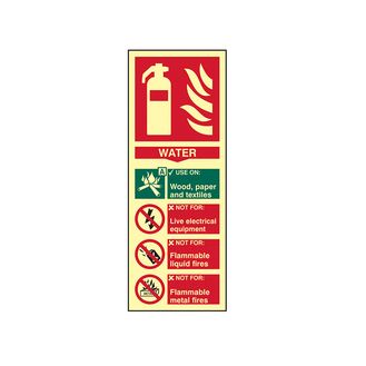 Scan Fire Extinguisher Composite Water - Photoluminescent 75 x 200mm