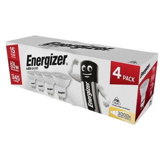 Energizer® LED GU10 50° Non-Dimmable Bulb, Warm White 345 lm 4.2W (Pack 4)