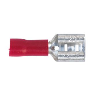 Sealey RT21 Push-On Terminal 6.3mm Female Red Pack of 100