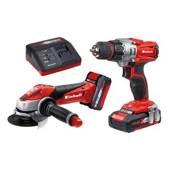 Einhell TE-TK 18 Li Drill &amp; Grinder Kit 18V 1 x 1.5Ah &amp; 1 x 3.0Ah Li-ion