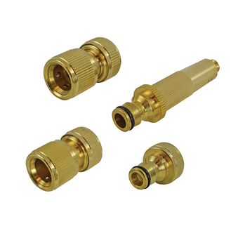 Faithfull Brass Nozzle &amp; Fittings Kit 4 Piece 12.5mm (1/2in)