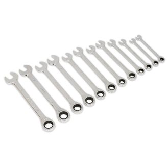 Sealey S0634 Ratchet Combination Spanner Set 12pc Metric