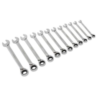 Sealey S0840 Reversible Ratchet Combination Spanner Set 12pc Metric