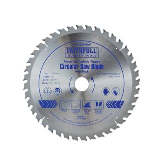 Faithfull Circular Saw Blade Anti Kick 250 x 30mm x 40T
