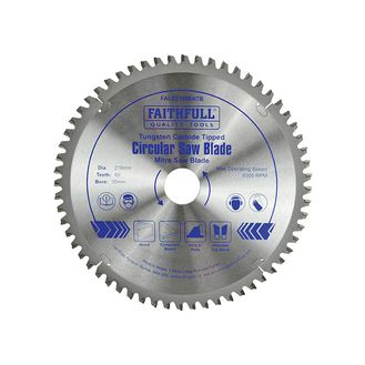 Faithfull TCT Cross Cut Mitre Saw Blade 216 x 30mm x 60T NEG