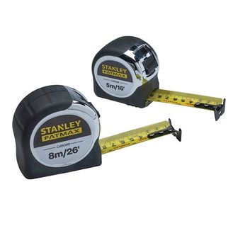STANLEY® FatMax® Chrome Pocket Tapes 5m/16ft &amp; 8m/26ft (Twin Pack)