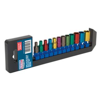 Sealey AK282 Multi-Coloured Socket Set 12pc 1/4"Sq Drive 6pt WallDrive&amp;reg; Metric