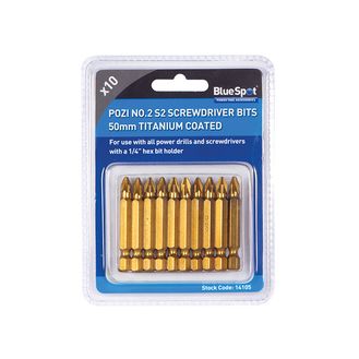 BlueSpot Tools Titanium Coated Screwdriver Bits PZ2 x 50mm (Pack 10)