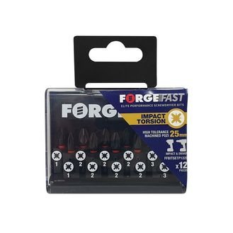 ForgeFix ForgeFast Pozidriv Compatible Impact Bit Set, 12 Piece