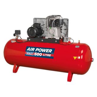 Sealey SAC55075B Compressor 500ltr Belt Drive 7.5hp 3ph 2-Stage with Cast Cylinders