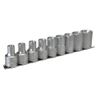 Teng 1/2in Drive M1210 External TORX Socket Clip Rail Set, 9 Piece