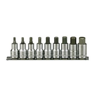 Teng 1/2in Drive M1212 Hex Socket Clip Rail Set, 9 Piece