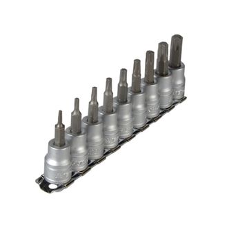 Teng M3813TX Socket Clip Rail Set of 9 External TORX 3/8in Drive