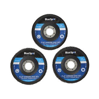 BlueSpot Tools Sanding Flap Disc Set 3 Piece 115mm (4.1/2in)