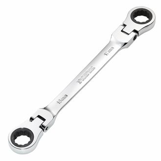 Draper 27756 Draper HI-TORQ&amp;#174; Metric Flexible Head Double Ring Ratchet Spanner, 16 x 17mm