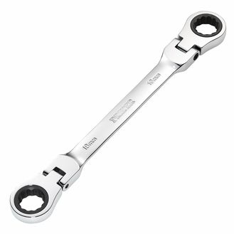 Draper 27759 Draper HI-TORQ&amp;#174; Metric Flexible Head Double Ring Ratchet Spanner, 18 x 19mm