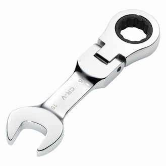 Draper 27973 Draper HI-TORQ&amp;#174; Metric Stubby Flexible Head Ratchet Combination Spanner, 15mm