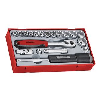 Teng TT3819 Regular Metric Socket Set,  19 Piece -  3/8in Drive